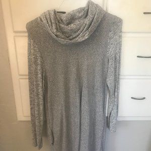 Grey Cowl Neck Sweater Dress